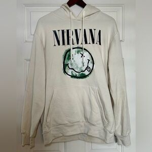 Men's Nirvana Light Birch Pullover Graphic‎ Hoodie Medium Grunge Music Fan.